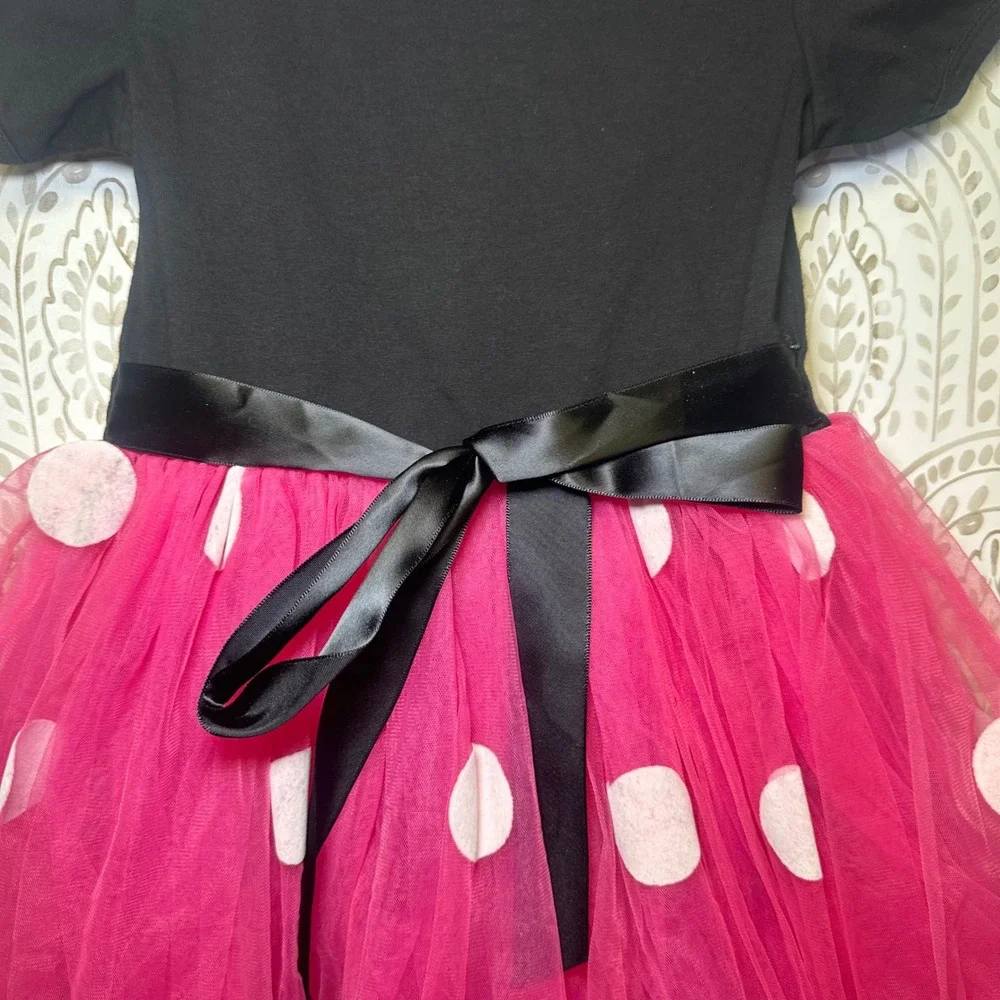 Kids Black Birthday Girl Tutu Dress Size‎ small Hot Pink Polka Dot